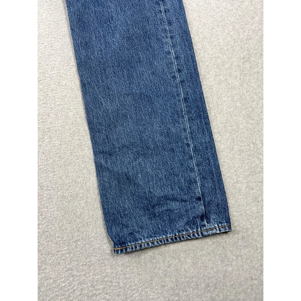 Levis Premium 501 Button Fly Jeans Mens 36x34 Blue Big E Original Straight Leg